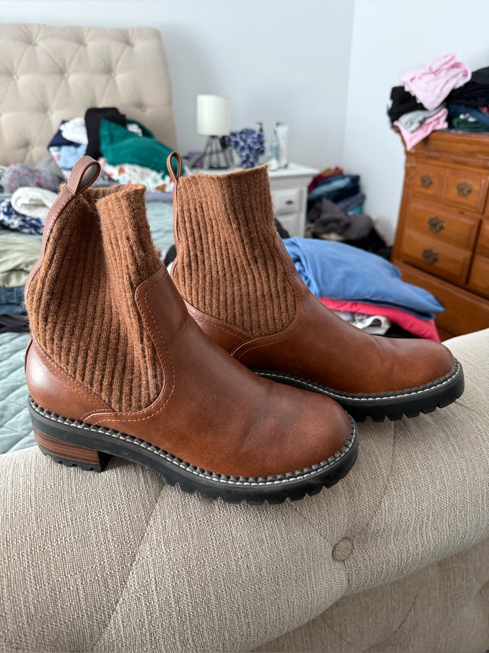 Target Brown Knit Chelsea Ankle Boots